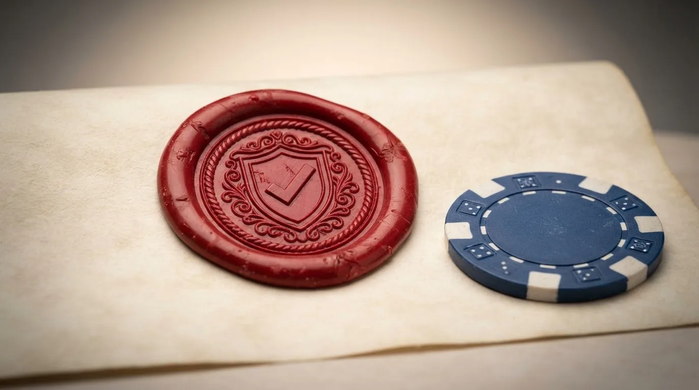 Vergunningsdocument met het logo van de Kansspelautoriteit en een rood stempel
