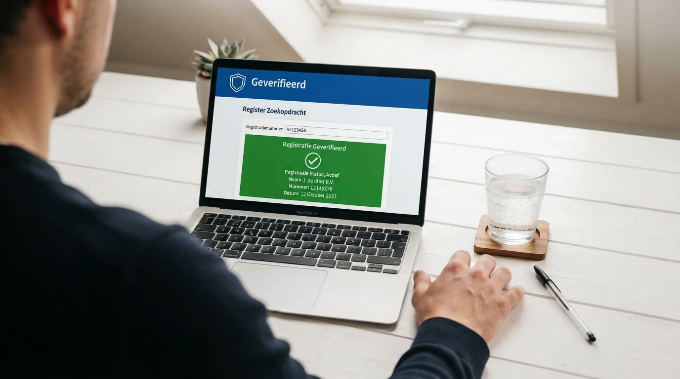 Een screenshot van het Ksa-register of de Cruks-website, met het Nederlandse wapen of Ksa-logo herkenbaar.