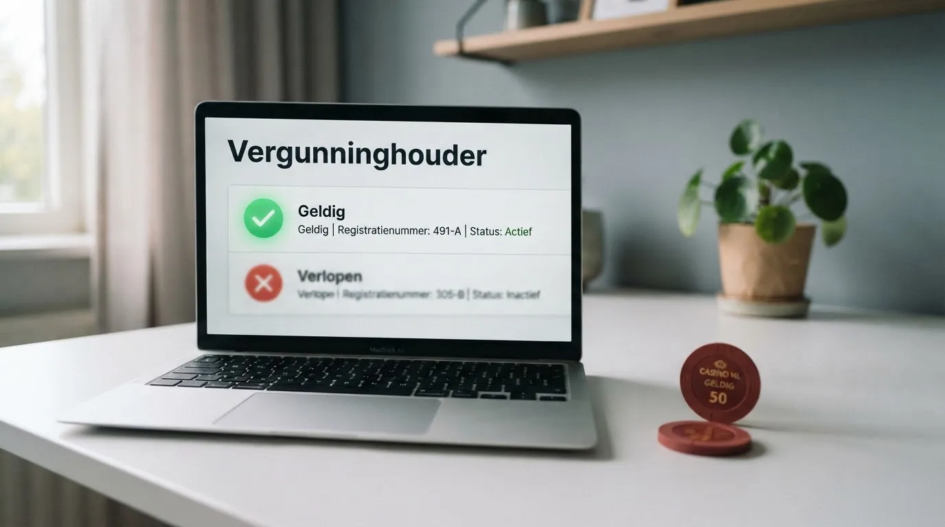 Een scherm met het Ksa-register van vergunninghouders en een vinkje bij een vergunning