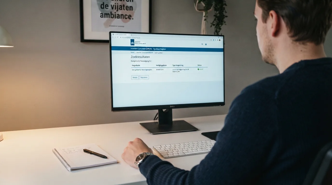 Een computerscherm met het Ksa-register en een vergunningnummer van een online casino.